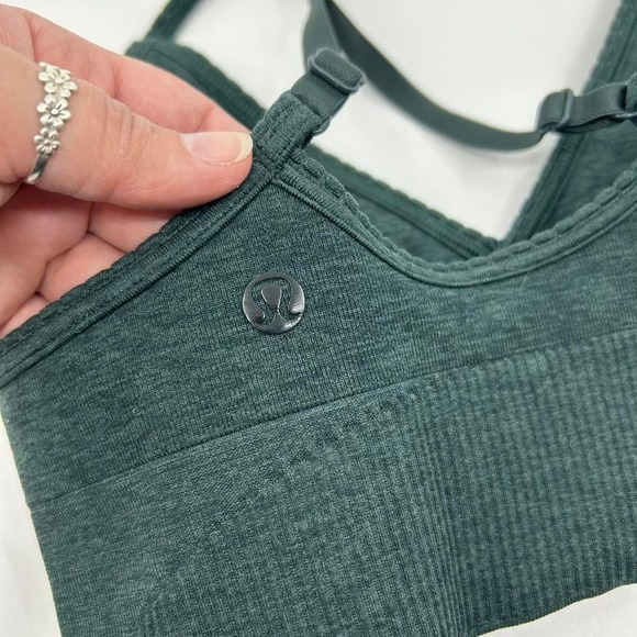 Lululemon Sports Bra Green Ebb to Street Cross back Straps Heathered Fuel Green - Picture 6 of 8
